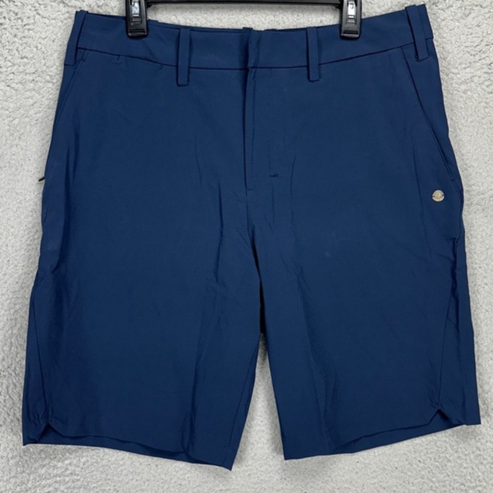 Coolibar Mens‎ Trek Hybrid Shorts 36 Blue Flat Front Stretch Hiking Outdoor NEW